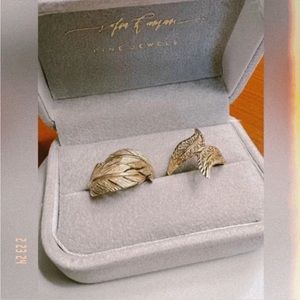 14k Solid Gold Feather Rings